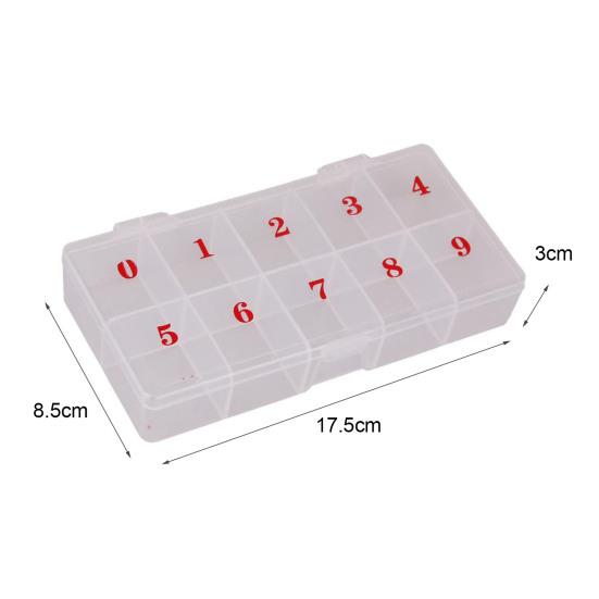 10 сеток с числами, пластиковый ящик для хранения накладных ногтей, коробка-контейнер-органайзер