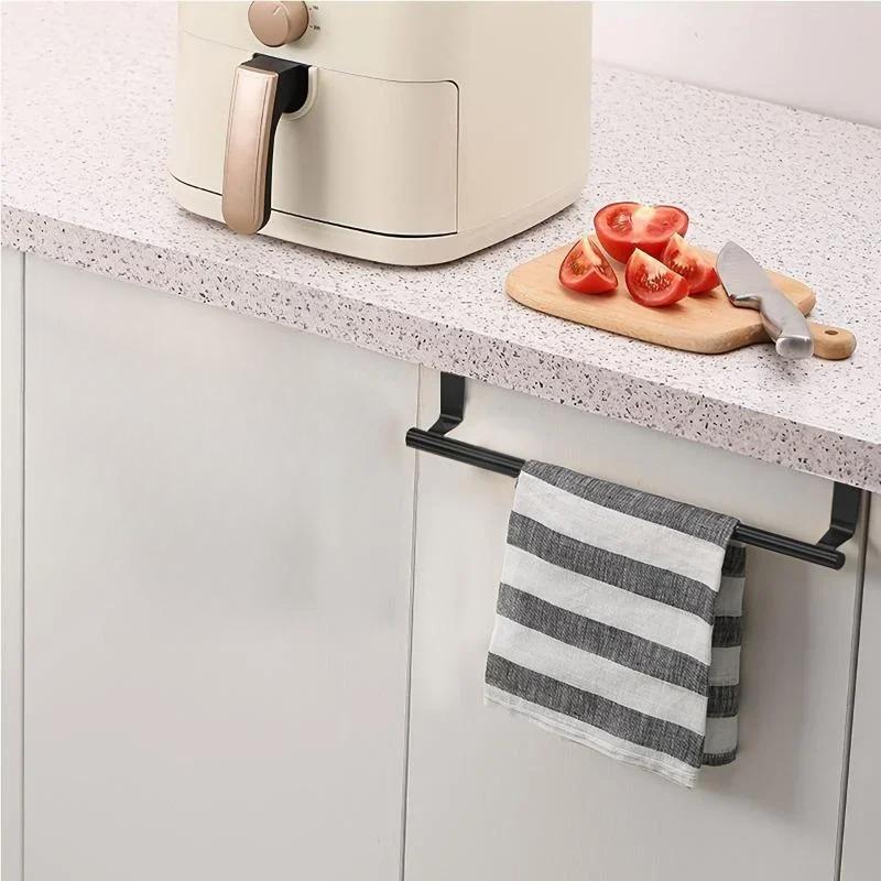 1 шт., штанга для полотенец, стальная металлическая проволока, органайзер для хранения полотенец на шкафу, вешалка для полотенец на дверь ванной комнаты, вешалка для тряпок без проколов