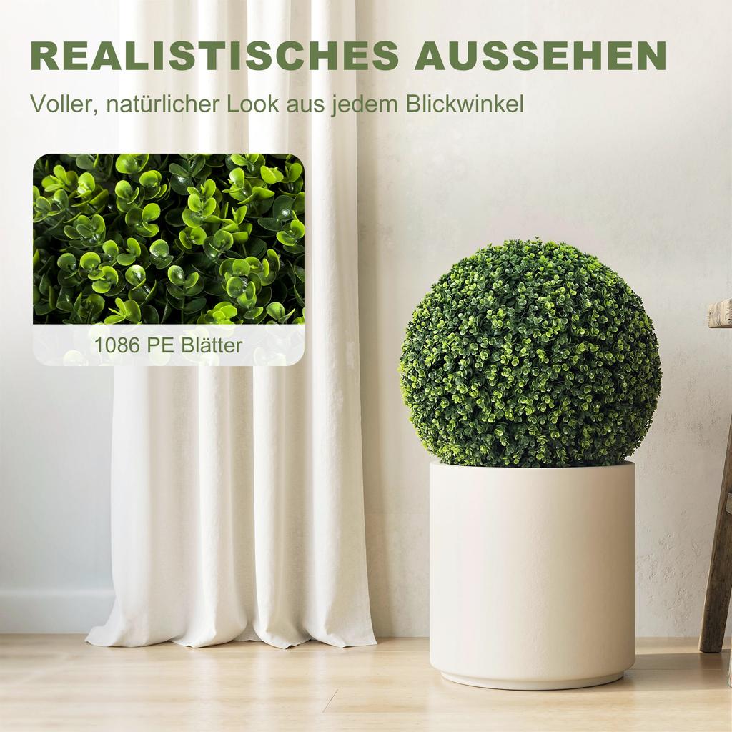 52 cm Artificial Eucalyptus Balls in a Set of 2, UV-Resistant Decorative Plants with 1086 Leaves for Indoor and Outdoor