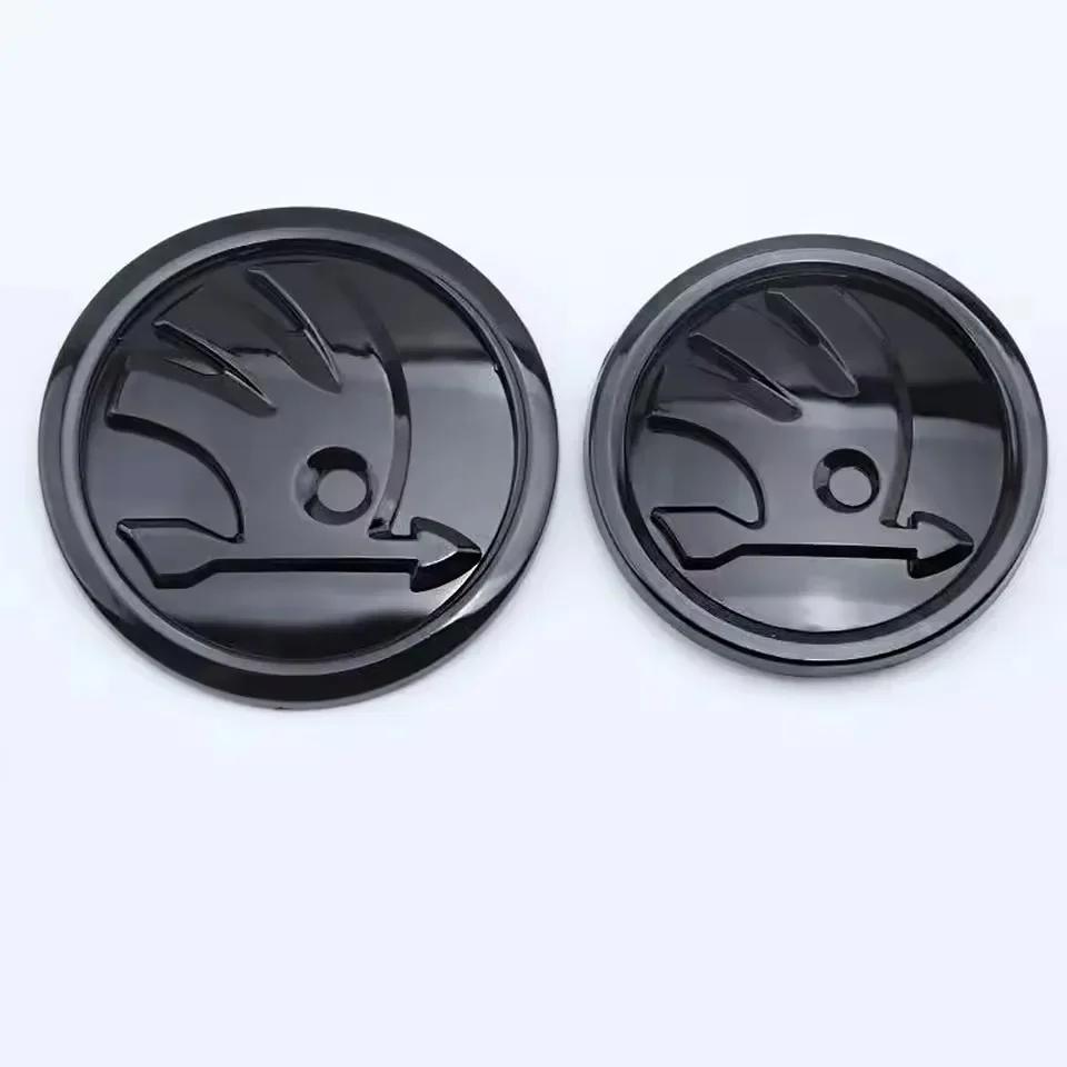 DDWO5 2Pcs 80mm 90mm Car Head Front Rear Boot Trunk Emblem Sticker for Skoda Octavia 2 3 A5 A7 Rapid 3 Kodiaq Fabia Karoq Superb VRS