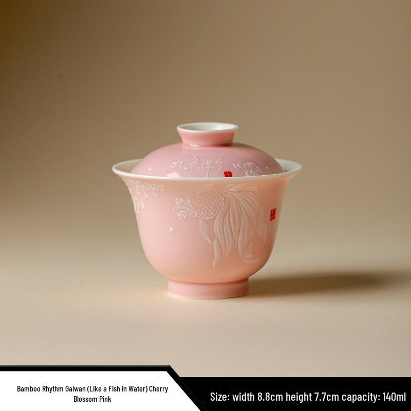 Керамический набор для чая Гайвань с глазурью цвета глины Дехуа, Белая рыба - Тонкий фарфор, Чаша для заваривания чая в стиле Кунг-фу