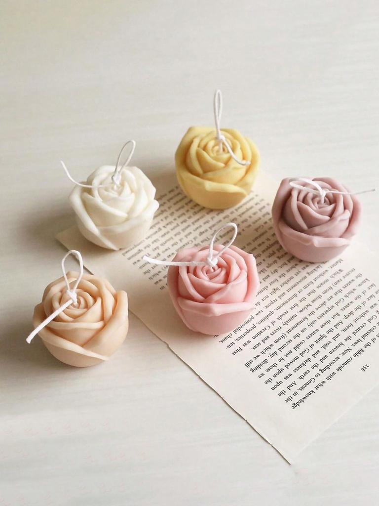 1PC New 3D Flower Silicone Candle Molds Handmade Rose Flower Soap Plaster Chocolate Baking Mold for Valentine's Day Decoration G