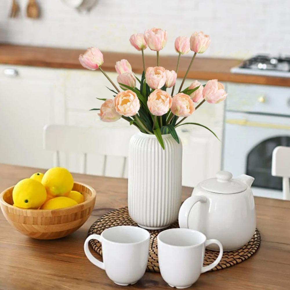 5 пучков настоящих тюльпанов Букет цветов 15 головок искусственных тюльпанов для свадебных композиций Центральные украшения для дома