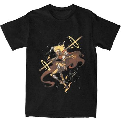 Мужские футболки с персонажами фан-арта Black Myth Wukong, игровые хлопковые топы, пляжная футболка с коротким рукавом, футболка с круглым вырезом, больших размеров