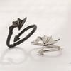 S925 Silver Angel Devil Wing Ring Ring Pair for Couple Student Black Tail Open Rings Long-Distance Love