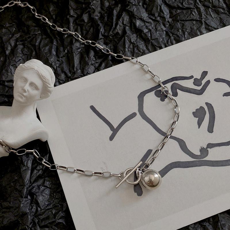 Интернет-знаменитость новый модный крутой свитер цепочка аксессуары женщины, простой хип-хоп личность геометрический от застежка шар кулон ожерелье