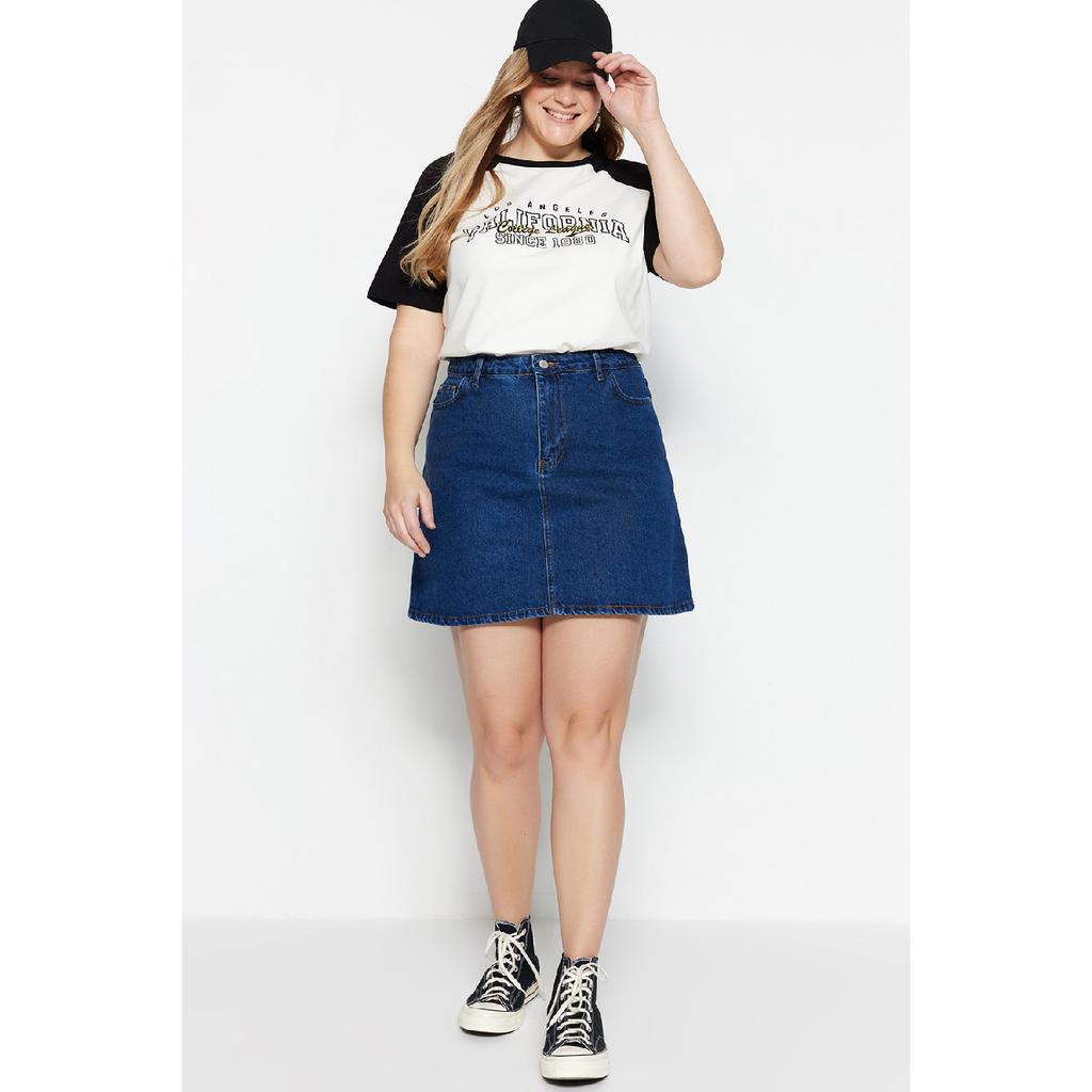 Черная джинсовая юбка трапециевидной формы с высокой талией Tbbaw23az00042