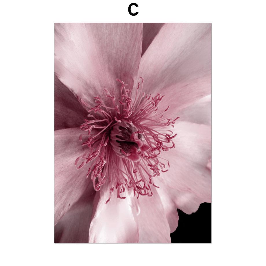 Большой розовый пион, роза, листья, настенная живопись на холсте, постеры на скандинавскую тему и принты, настенные панно для гостиной, декора салона