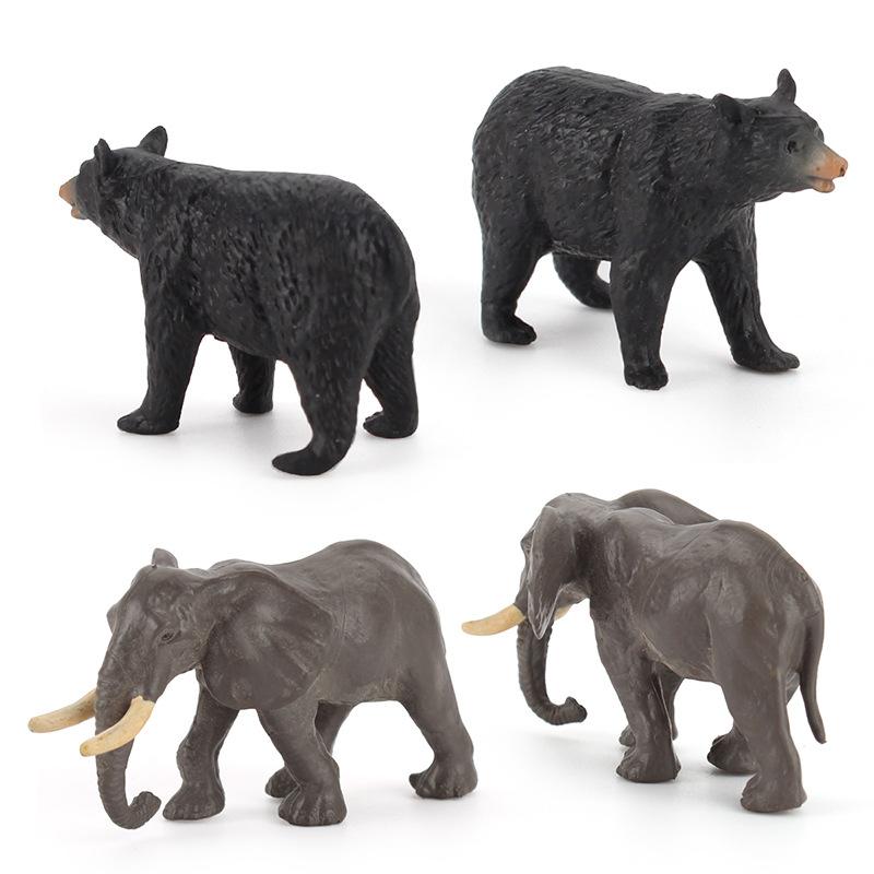 Simulation Wild African Animal Model Rhino Hippo Buffalo Black Bear Elephant Orangutan Mini Combination