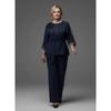 DICFY Women's Fashion Casual Long Sleeve O-Neck Pants Suits