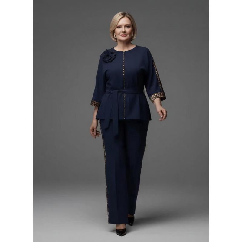 DICFY Women's Fashion Casual Long Sleeve O-Neck Pants Suits