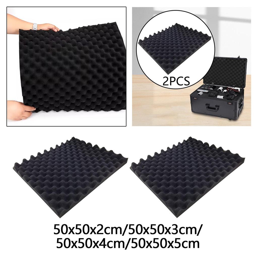 2 Pieces Box Sponge Insert Wave Shaped Lining Elastic High Density Tool Case Block