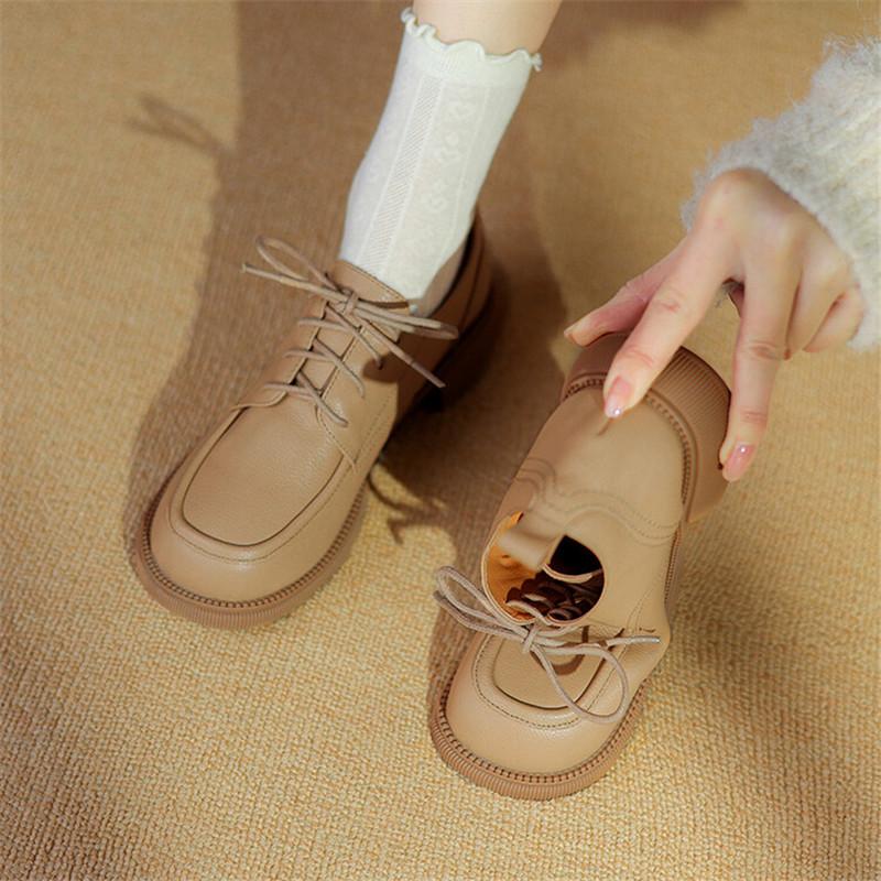 Мода 2024 Новая весна Натуральная кожа Женская обувь Круглый носок Женские туфли-лодочки Женская обувь Низкий каблук Лоферы Женская обувь Zapatos De Mujer