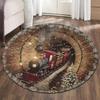 Train Tracks Round Rug Kids Playroom Rug Red Train Holiday Tunnel Rug Festive Railway Mat Living Room Cozy Holidays Carpets