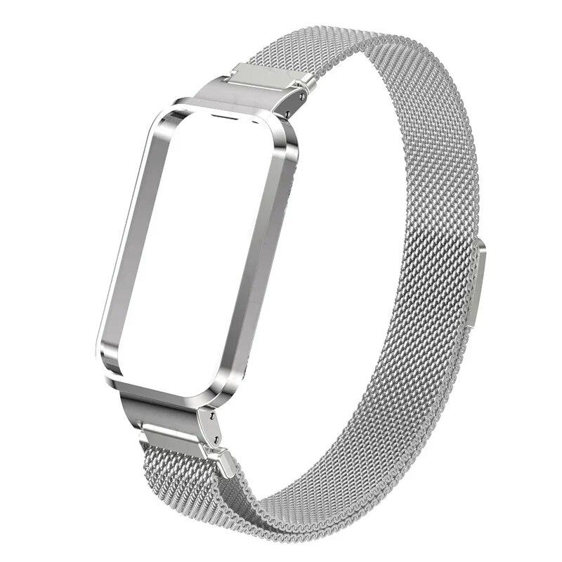 Magnetic Loop Strap For Xiaomi Smart Band 8 Active Watchband Case Protector Luxury Metal Wristband For Mi Band 8 Active Bracelet