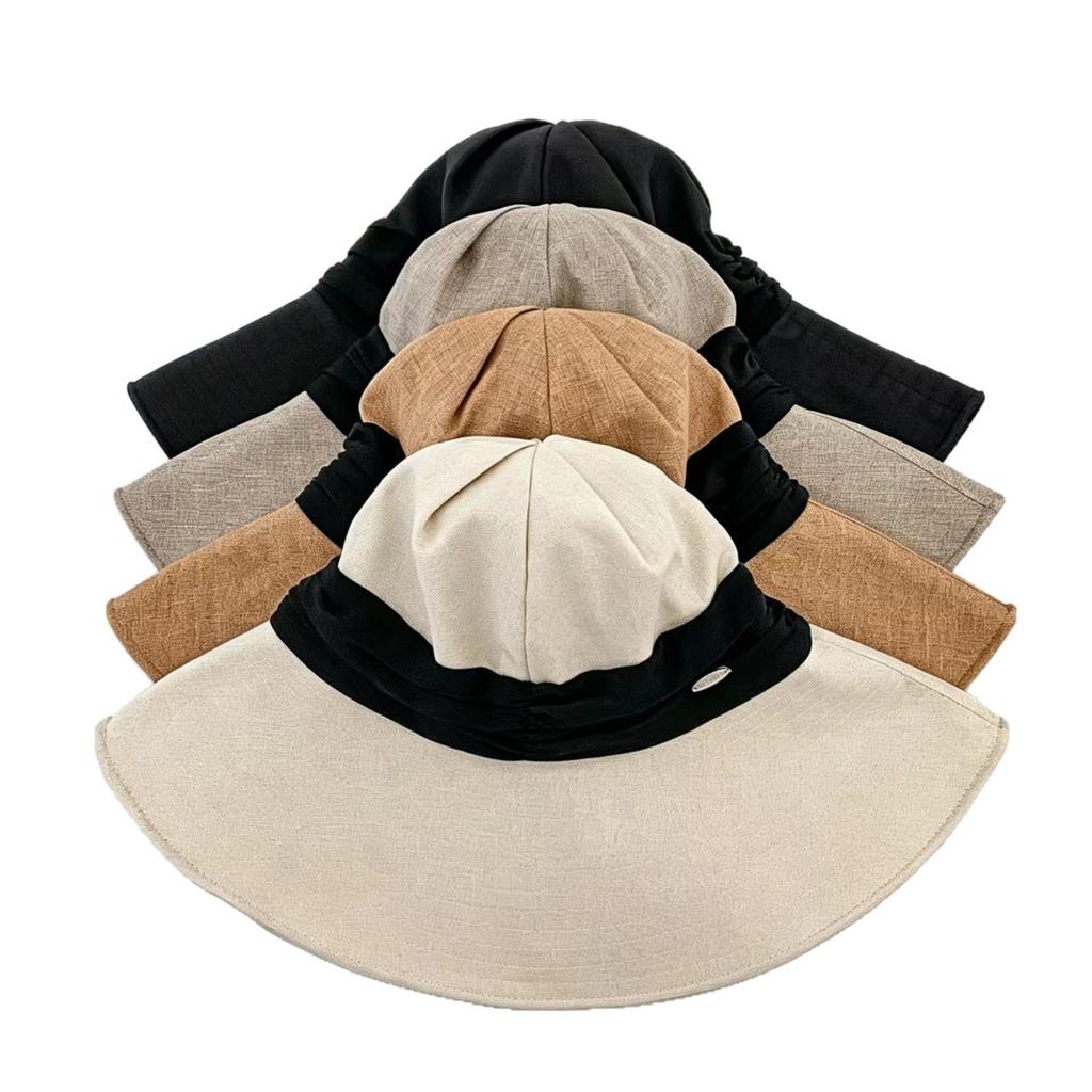 Big brim bucket hat women's summer sun protection visor versatile face small seaside travel UV protection hat