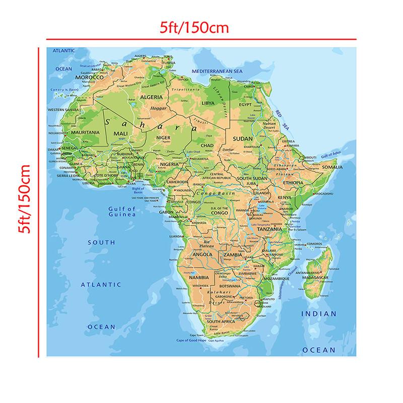 Французская карта-фон-Африканский континент-Топографическая карта страны,Настенный декор,Географический инструмент,Инструменты для туризма
