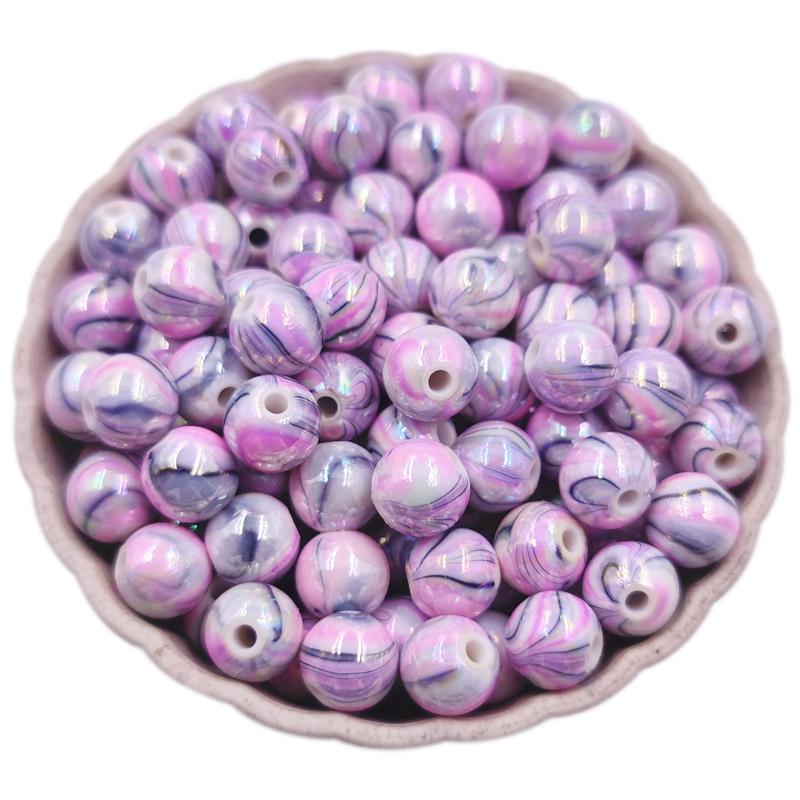 50Pcs/Bag 8/10/12/14mm Stripe AB Color Acrylic Loose Beads DIY For Jewelry Making Bracelet Necklace Crafted Accessories