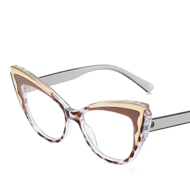 Нейтральные Новые Крупные Рамки Цветовая Коллизия Кошачий Глаз Обычные Очки Женские Ретро Защита от Синего Света Высокой Четкости Плоские Очки