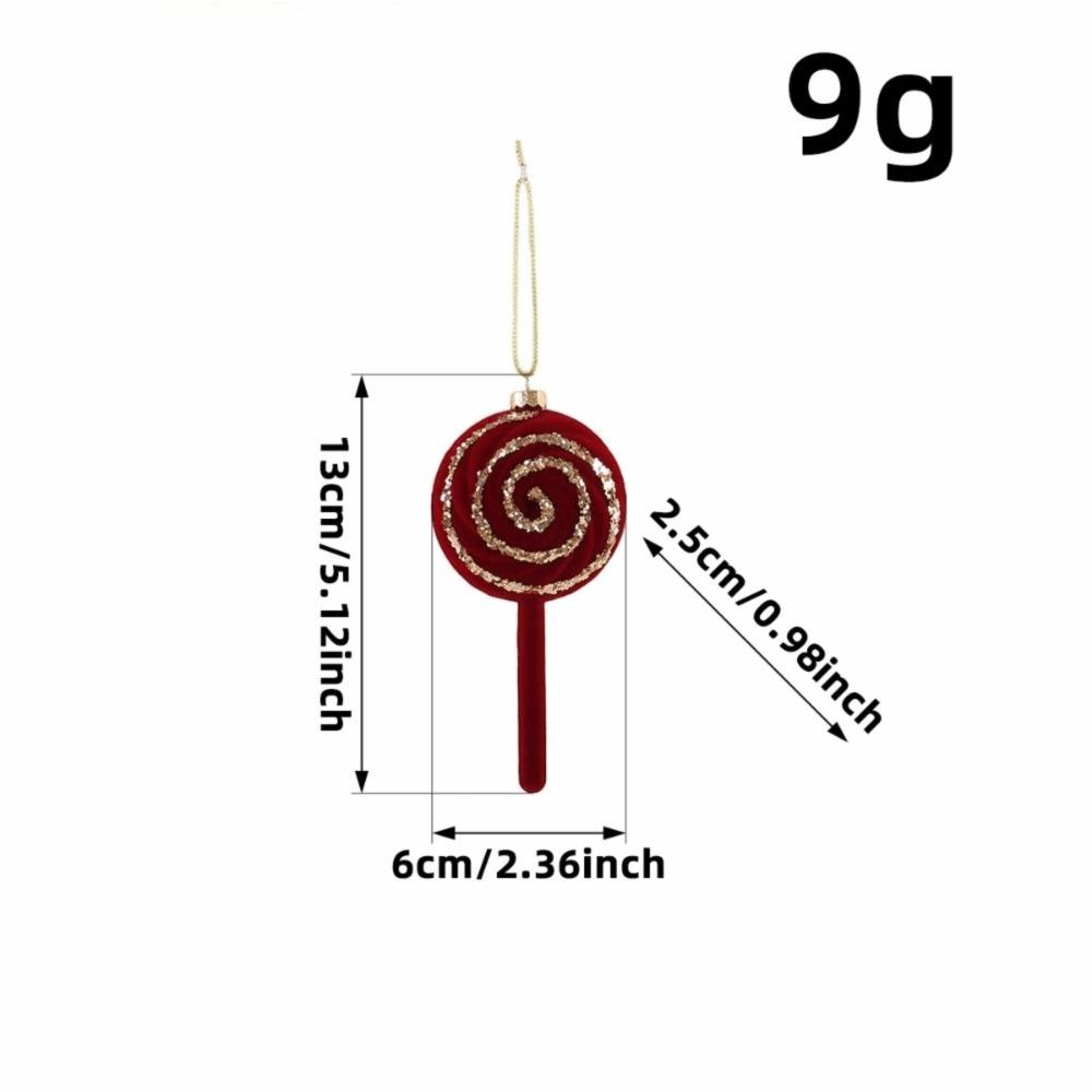 Red Flocked Velvet Christmas Tree Ornament Glitter Trim Xmas Pendant Tree Hanger Festival Layout