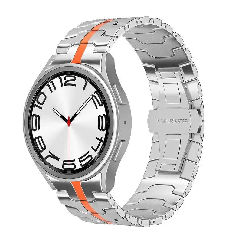 Ремешок титанового цвета для Samsung Galaxy Watch 6 Classic 47 мм 43 мм/5 Pro 45 мм Металлический браслет для Galaxy Watch 7 6 5 4 44 мм 40 мм
