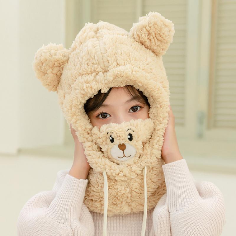 3-9 лет Мультяшная шапка для девочек и мальчиков, шарф, утепленная шапка, зимняя шапка для детей, детские вещи для новорожденных, детская шапка плюс флисовые детские шапки