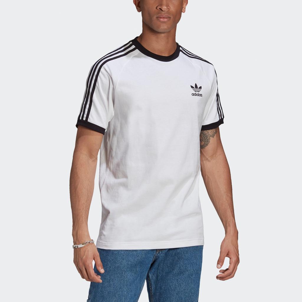 adidas originals Adicolor Classics Embroidered Logo Stripe Sports Short Sleeve White Men's GN3494