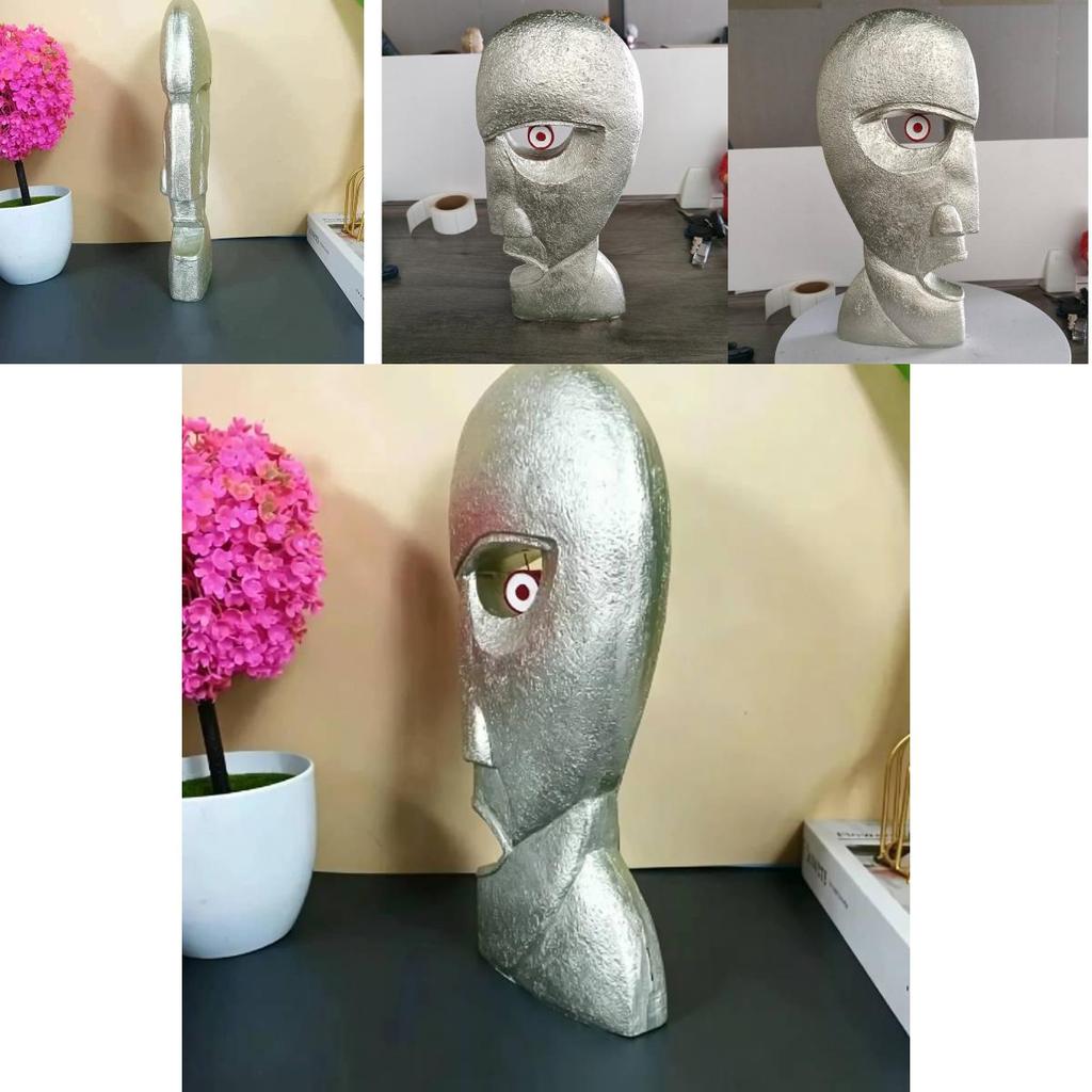 Bell Head Resin Sculpture With Carving Art For Garden Patio Outdoor Decor