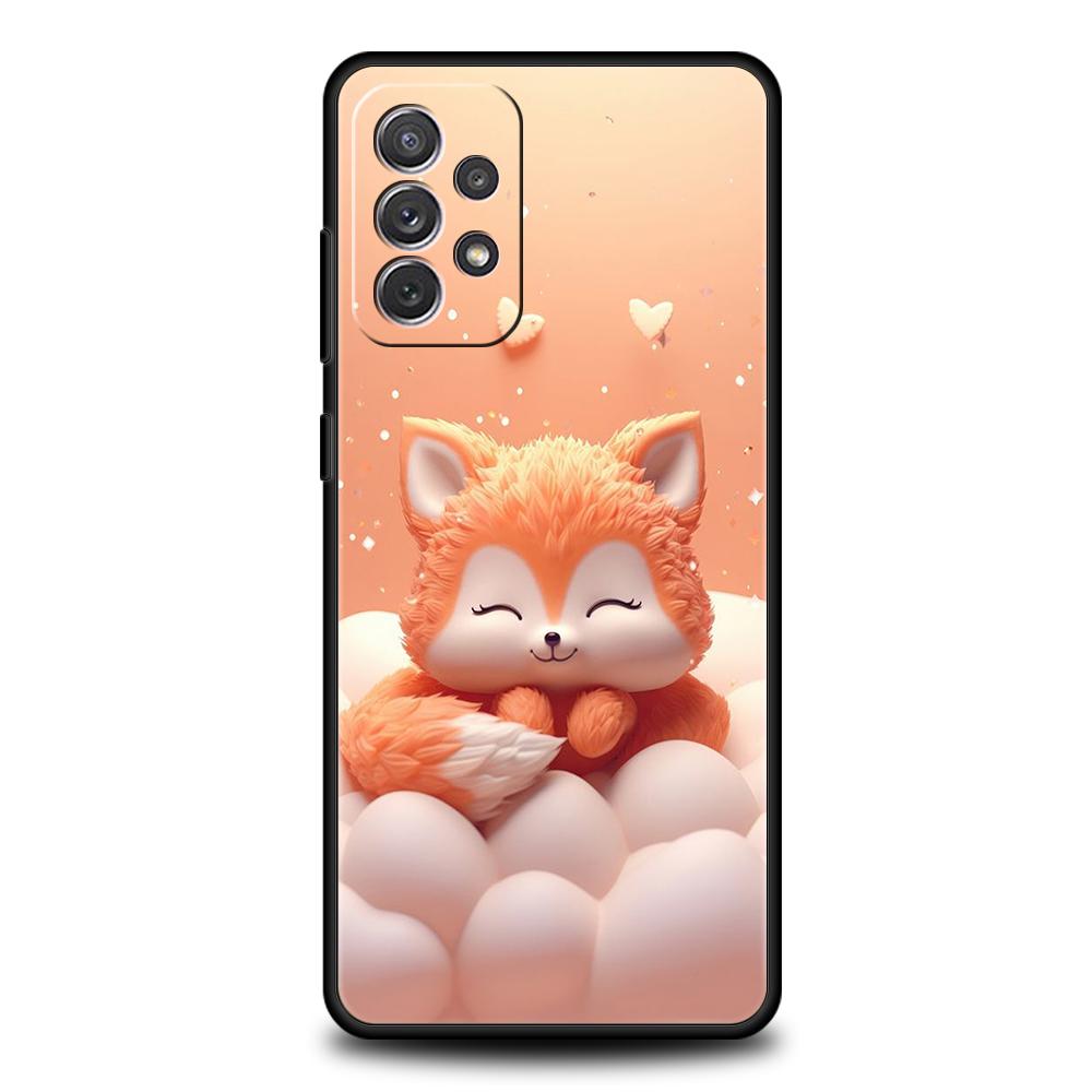 Чехол для телефона Samsung Galaxy A55 A53 A52 A52S A51 A41 A35 A32 A25 A23 A15 A13 A71 A72 5G Мягкий ТПУ Корпус Милое Животное Лиса Fundas