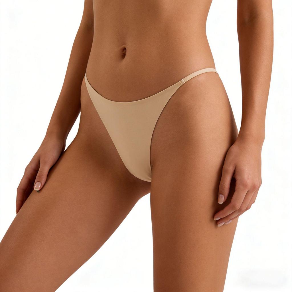 Сексуальные бесшовные стринги из ледяного шелка с низкой посадкой - Женское спортивное фитнес-белье большого размера