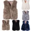 Женский искусственный жилет без рукавов, однотонный зимний свободный жилет, пальто