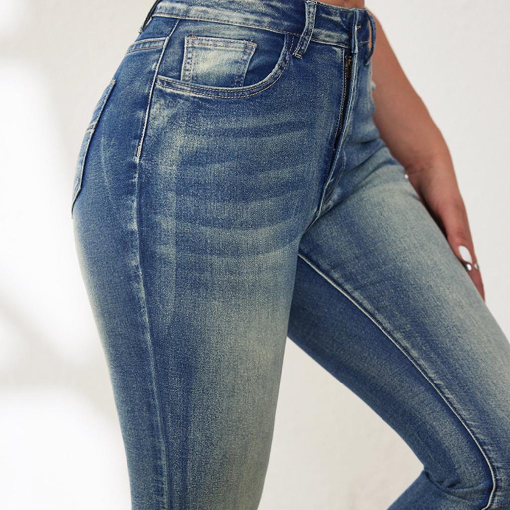 Vintage Slim Micro Jeans Women's Stretch Embroidered Trousers Fashion Ladies Jeans