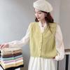 Women's Autumn and Winter Sleeveless Cardigan Fashionable Twist Stitch V-Neck Short Knitted Vest Versatile Sweater Gilet
