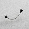 [Aslit] Linked Earrings Full Silver 925 Two-Pin Black Star Silver Needle