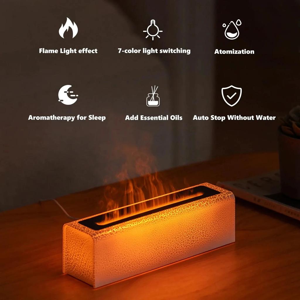 Flame Air Humidifier USB Ultrasonic Essential Oil  Diffuser With Colorful Light Mist Machine Simulate Fire Humidifier