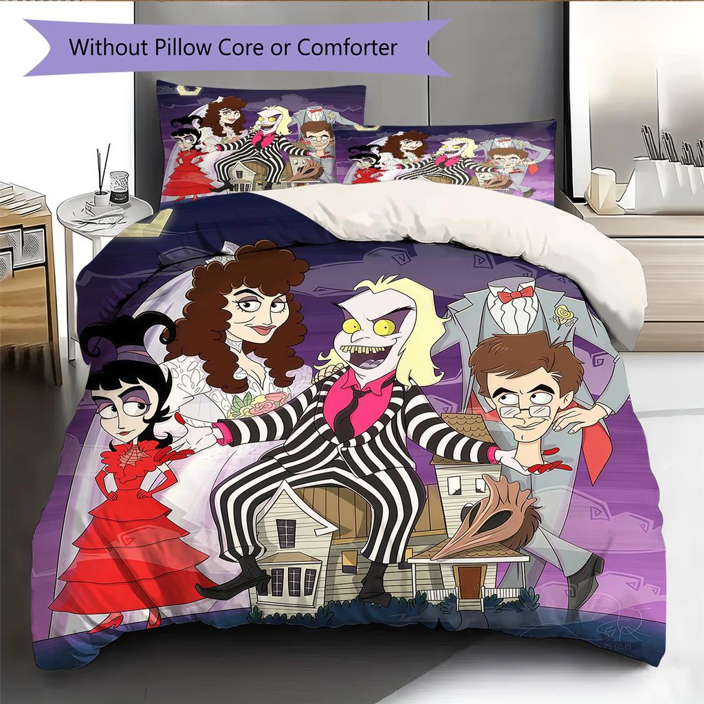 Beetlejuice2 Pattern Bedding Quilt Set Home Decoration Gift (1 * duvet cover + 2 * pillowcase without core)