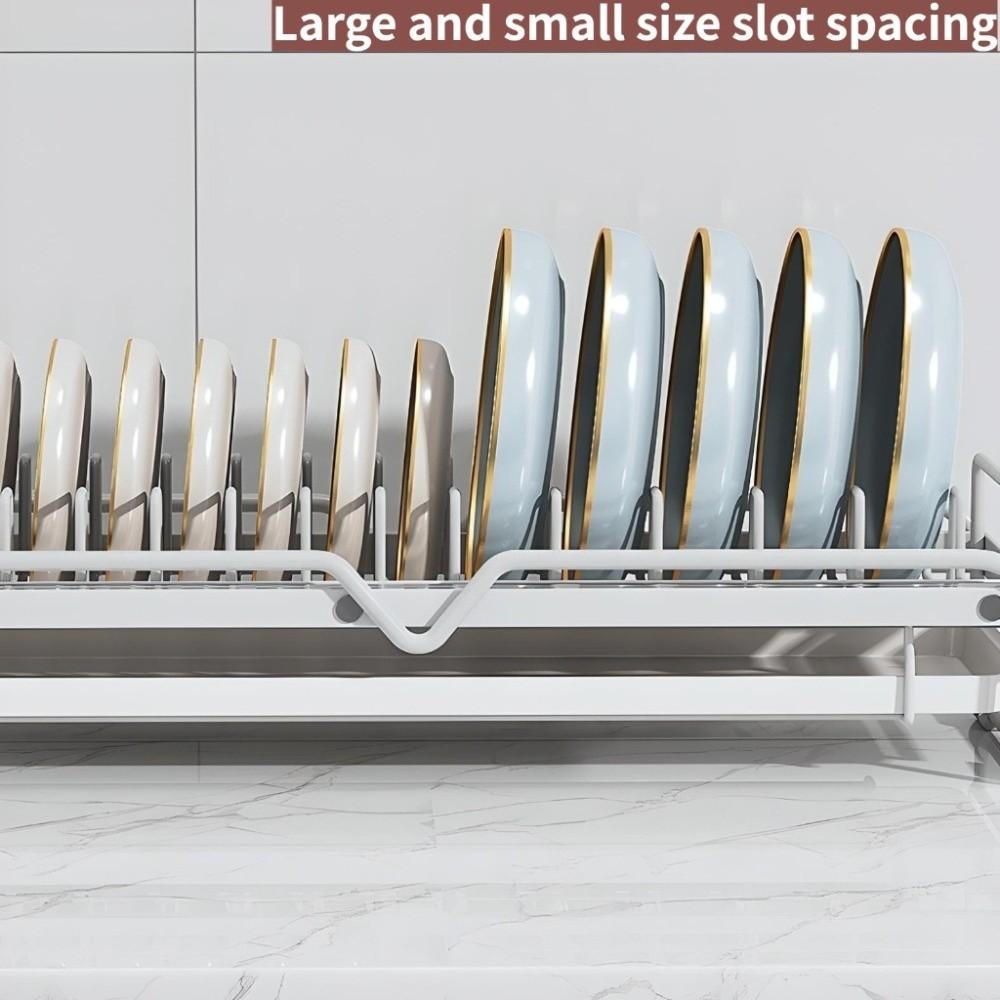 Одноярусная сушилка для посуды, износостойкий металл, подраковинная полка, многофункциональный противоскользящий органайзер для сушки посуды