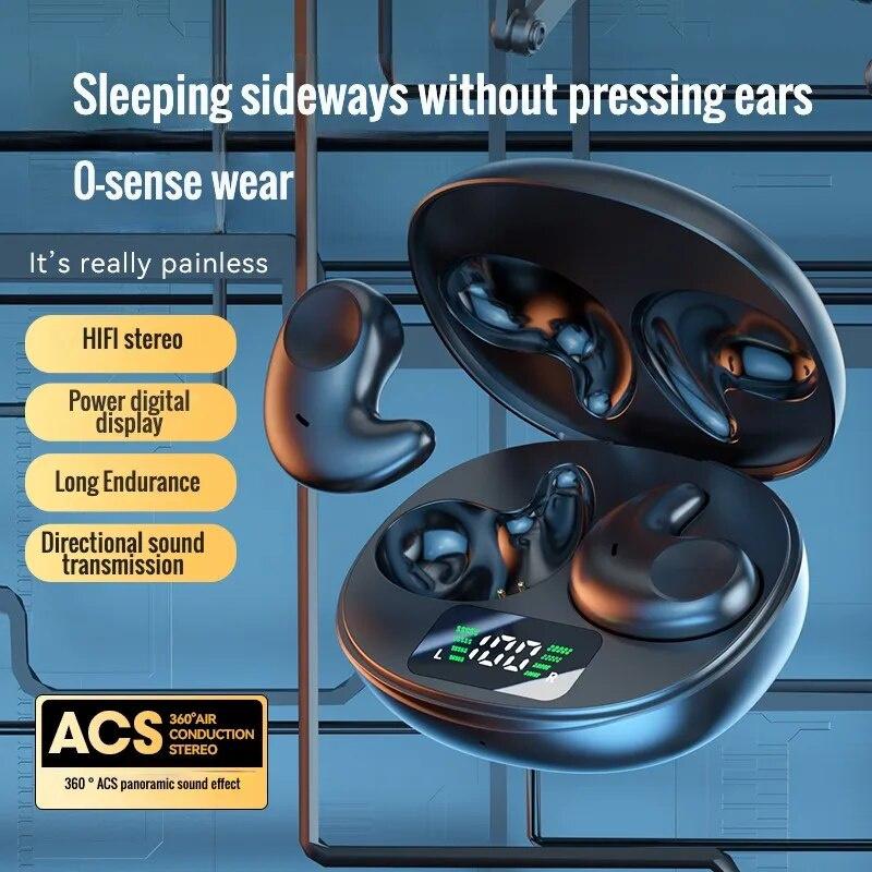 Invisible Sleep Wireless Earphone Bluetooth 5.3 Hidden Earbuds Lightweight Waterproof Noise Proof Touch Control Headphones