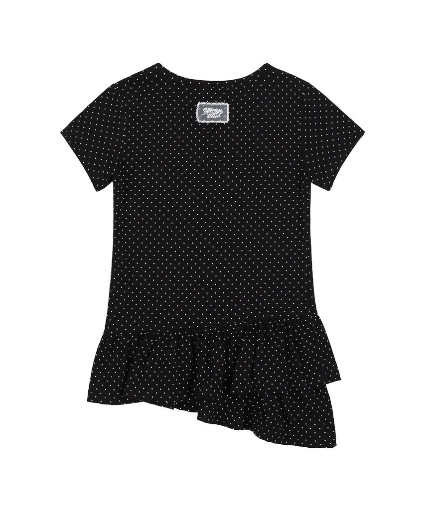 FANCY CLUB Frill Layered Dot Tee (Black) F25Qb128