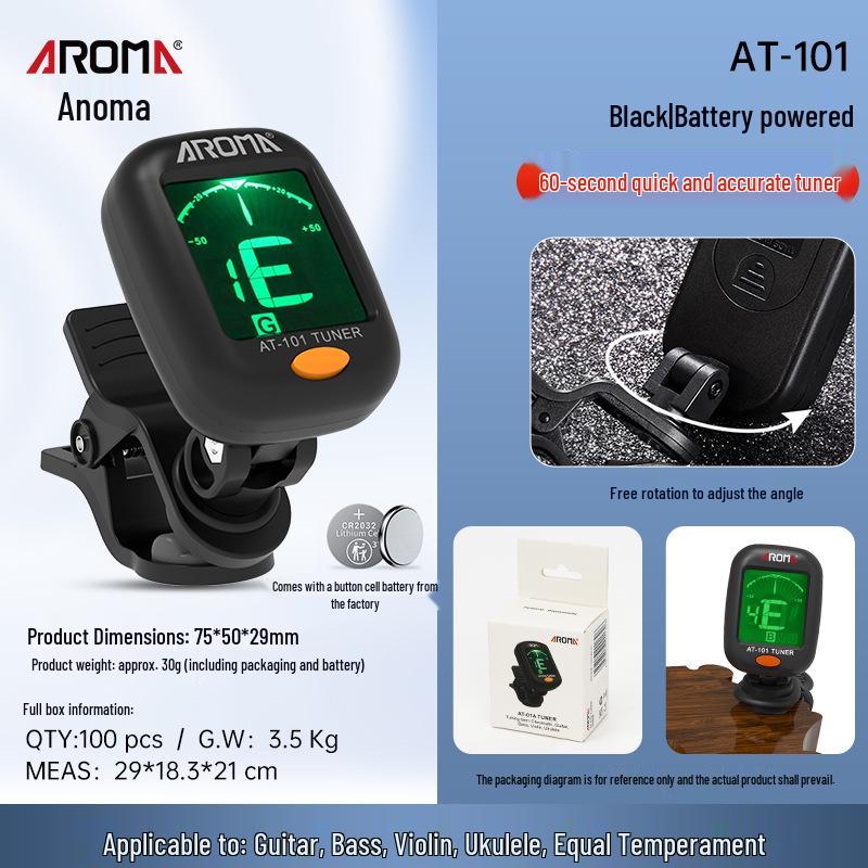 Универсальный тюнер для гитары, укулеле и скрипки Aroma Annoma AT-01A