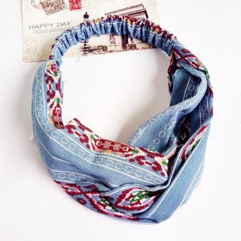 Эластичные повязки на голову в богемном стиле, тюрбан с крестиком и цветочным узором, повязки для волос с цветами для девочек, полосатая повязка на голову, аксессуары для волос для женщин