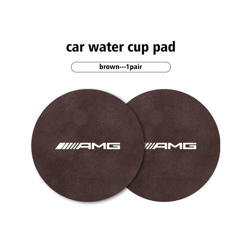 ZGAP4 2pcs Car Coaster Anti-slip Mat Sheepskin Water Cup Holder Pad For Mercedes Benz AMG W204 W205 W203 W211 W201 W210 W108 W124 W126