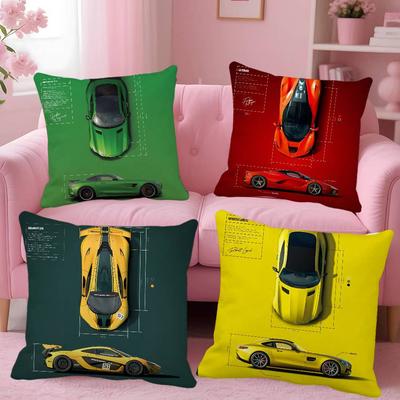 Наволочка для подушки Colorprint Cars Квадратная подушка Спальня Диван Досуг Комфортная подушка Автомобиль Гостиная Домашнее украшение