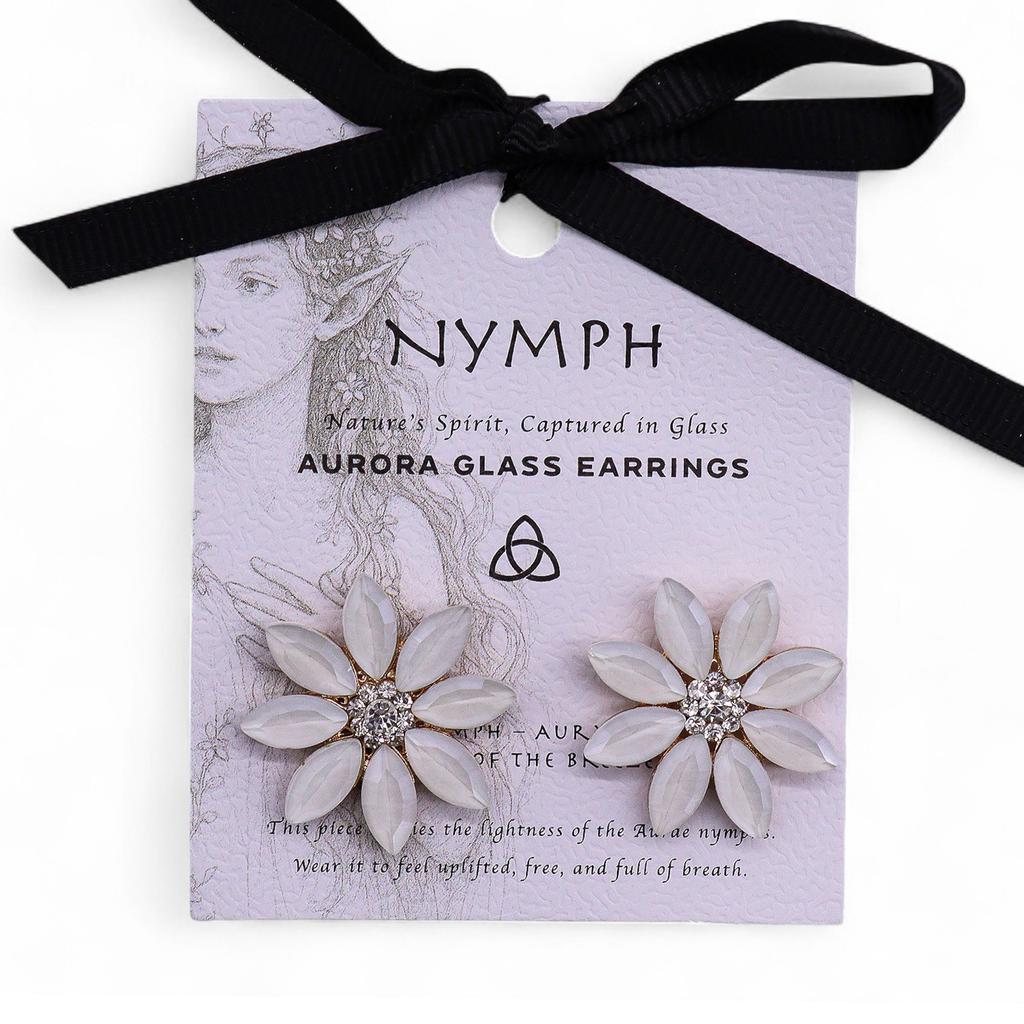 Vintage Glass Daisy Crystal Stud Earrings