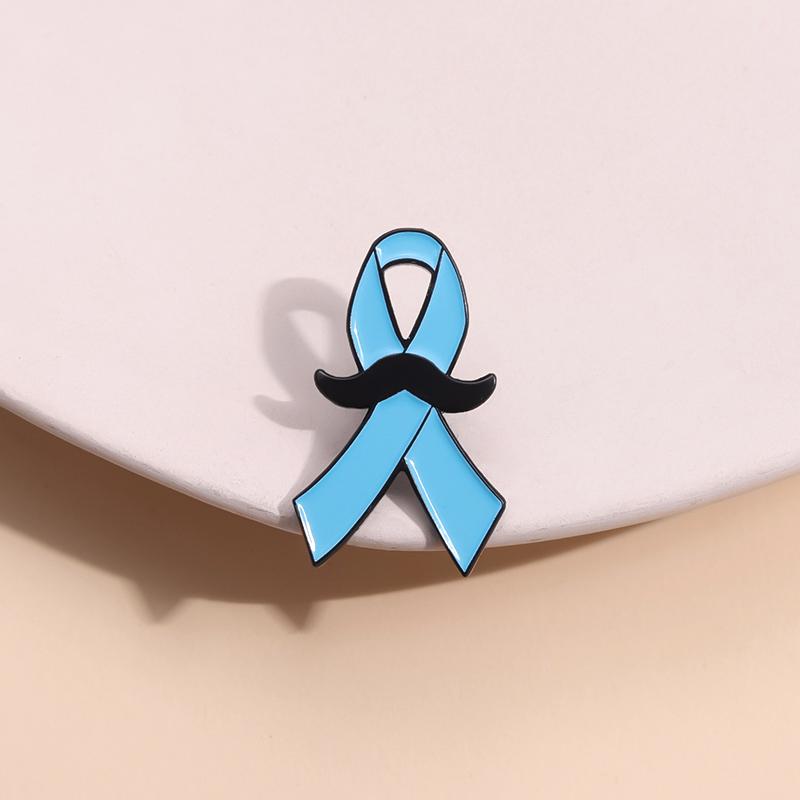 Blue Ribbon Enamel Pins Custom Prostate Cancer Men's Health Brooches Lapel Badges Jewelry Gift for Kids Friends