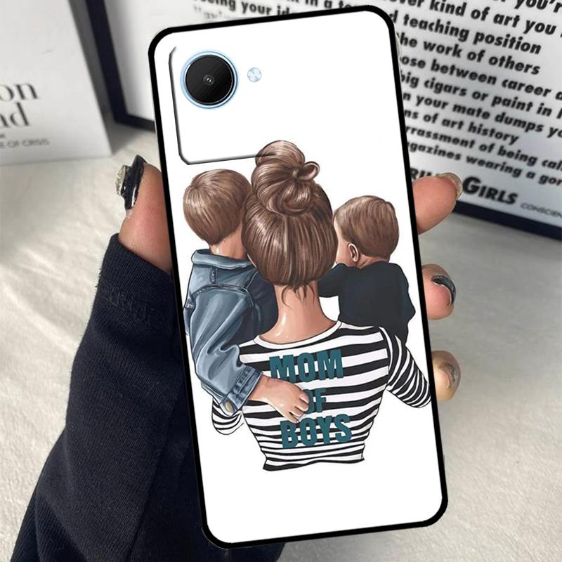 Мама Папа Дочь Сын Девочка Мальчик Для Realme C75 C55 C71 C61 C53 C33 C63 C51 C65 C67 11 12 13 14 15 Pro Plus GT6 GT7 Pro Чехол