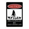 Welcome to Our Chicken Coop Retro Metal Sign Caution Area Wall Art Crazy Chicken Lady Vintage Kitchen Farmhouse Decor