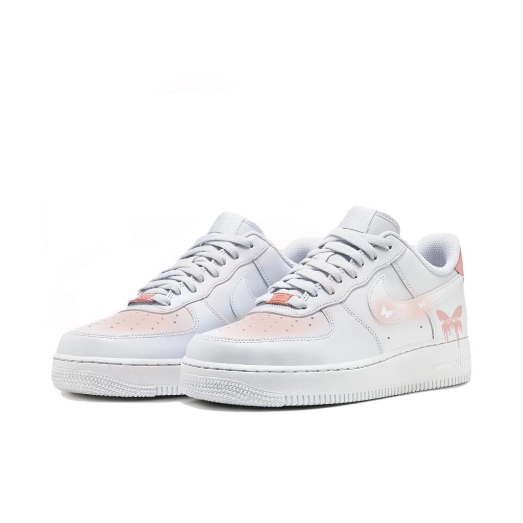 Nike Nike Air Force 1 Нескользящие Износостойкие Баланс Низкие Кеды для Скейтборда Унисекс Белый Розовый HF0729-001(Команда384-А)
