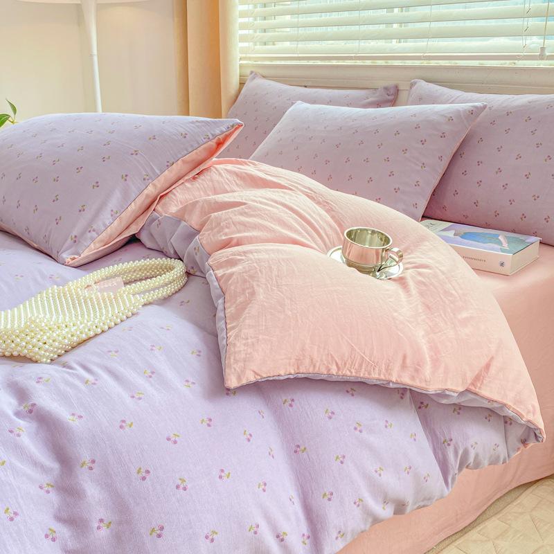 Комплект из 4 предметов класса А из 100% стираного хлопка, пододеяльник из полированного хлопка, шапка на односпальную кровать, студенческое общежитие, набор из трех 4 предметов