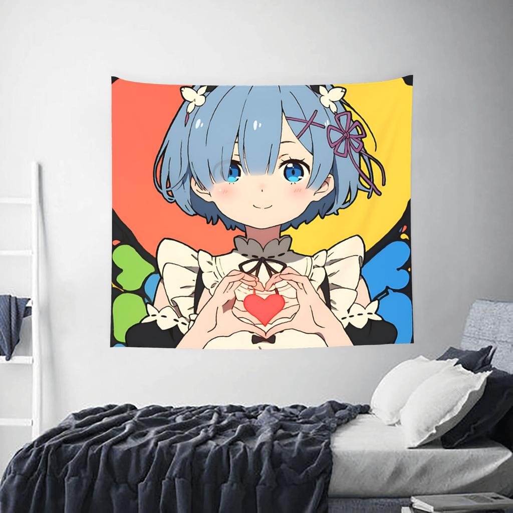 Re ZERO Anime Tapestry Room decoration Ram lockscreen Home Decoration Tapestry Decor Accessories Cute Room Decor